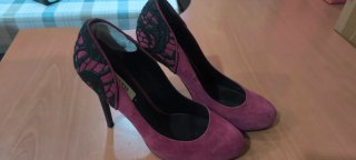 Zapatos de salón Guess burdeos encaje negro T. 38