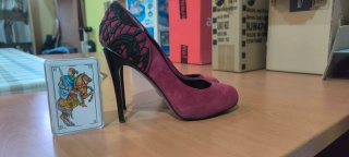 Zapatos de salón Guess burdeos encaje negro T. 38