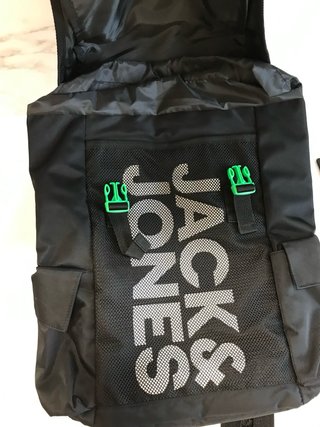Zaino Jack & Jones nero con fibbie verdi