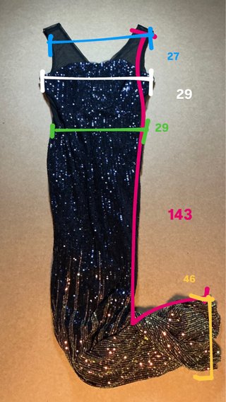 Vestido lentejuelas azul/dorado Talla S