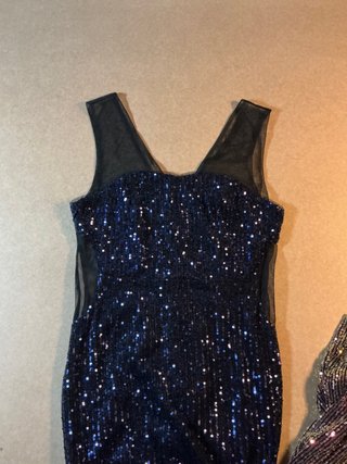 Vestido lentejuelas azul/dorado Talla S