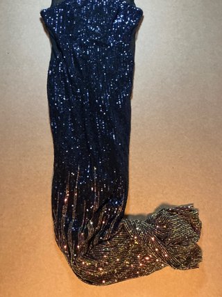 Vestido lentejuelas azul/dorado Talla S