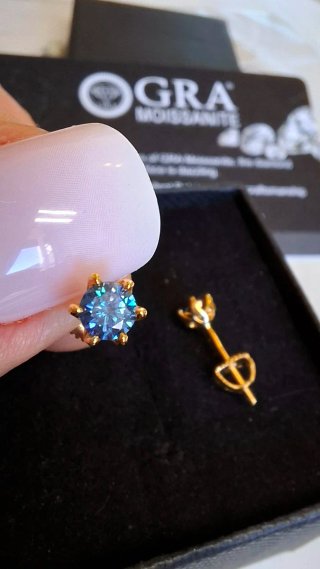 Pendientes Moissanita Zafiro Plata 925 GRA