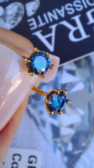 Pendientes Moissanita Zafiro Plata 925 GRA