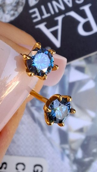 Pendientes Moissanita Zafiro Plata 925 GRA