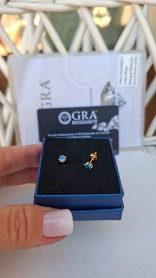 Pendientes Moissanita Zafiro Plata 925 GRA