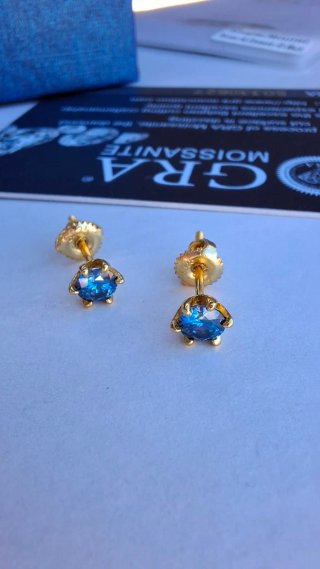 Pendientes Moissanita Zafiro Plata 925 GRA