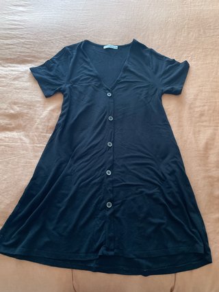 Vestido negro corto botones talla S