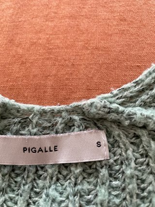 Jersey de punto cuello pico verde agua