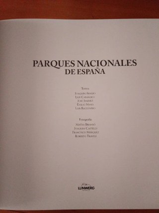 Libro fotografías Parques Nacionales de España