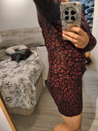 Vestido lentejuelas estampado leopardo