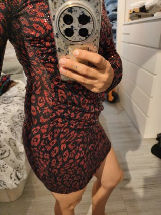 Vestido lentejuelas estampado leopardo