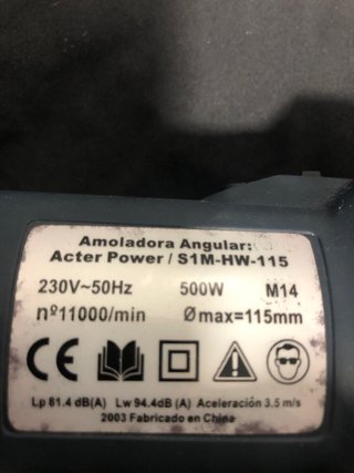 Amoladora Angular Acter Power 500W