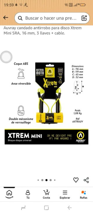 Candado Antirrobo Moto Auvray Xtrem Mini