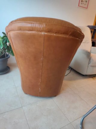 Sillón Clásico Piel Marrón Vintage