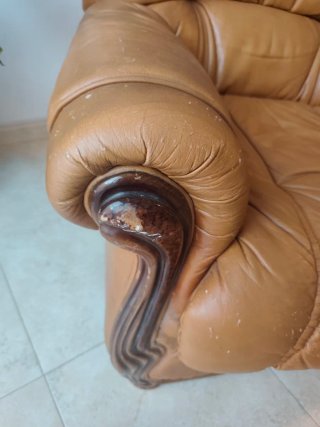 Sillón Clásico Piel Marrón Vintage