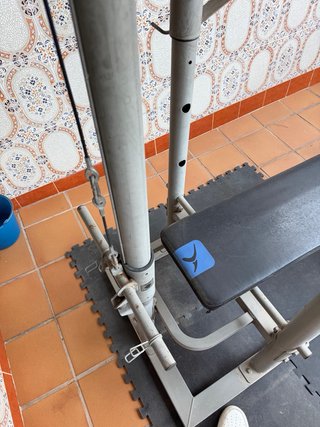 Banco de pesas y ejercicios
