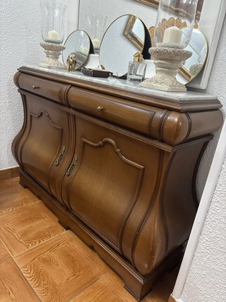 Mueble de entrada madera y mármol