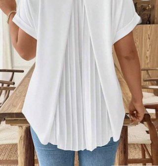 Camiseta Blanca Plisada Shein Curve 1XL Elegante