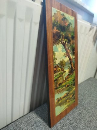 Cuadro vertical paisaje madera