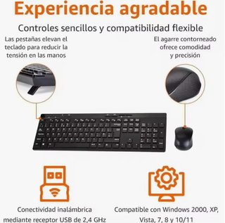 Combo Teclado y Ratón Inalámbrico Negro
