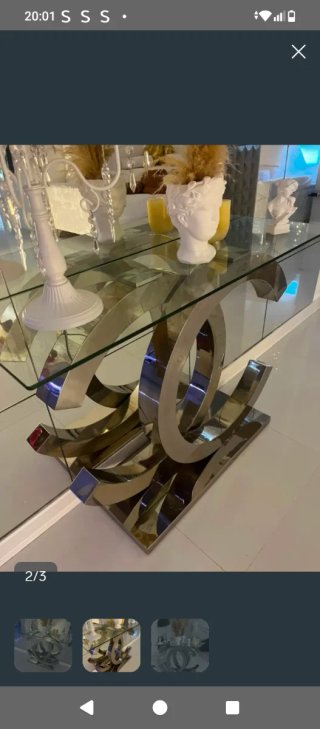 Mesa consola Chanel cristal  metal original diseño