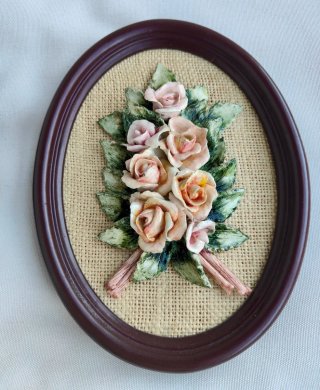 Cuadros flores relieve pastel (2 uds)