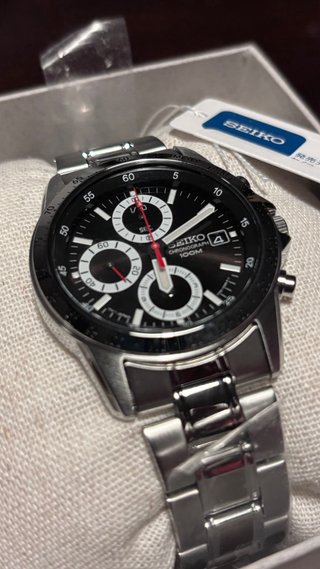 Seiko Chronograph SND371P1 Hombre Negro/Plata