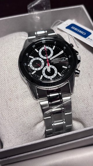 Seiko Chronograph SND371P1 Hombre Negro/Plata