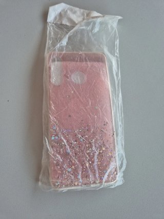 Funda móvil rosa con purpurina