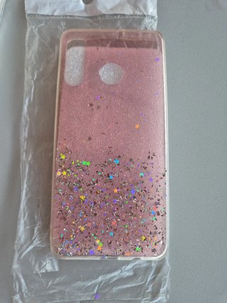 Funda móvil rosa con purpurina