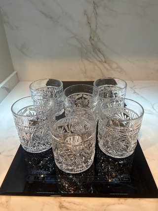 Juego de 6 vasos de whisky tallados