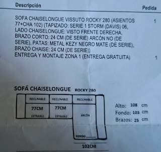 Sofá Chaiselongue Rocky 280 color beige