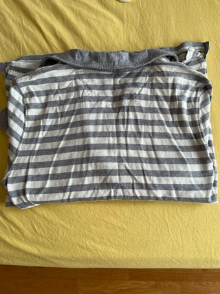 Polo Lacoste Rayas Gris Blanco Talla M