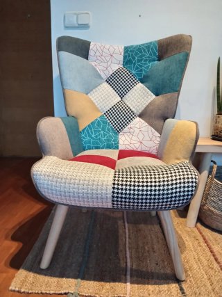 Sillón orejero patchwork Maison du Monde. No envío