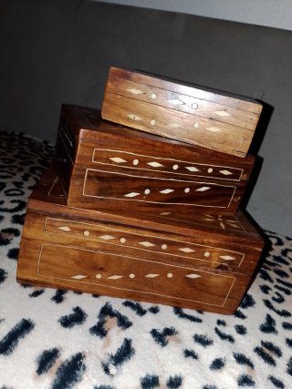 Juego de 3 Cajas Decoradas de Madera