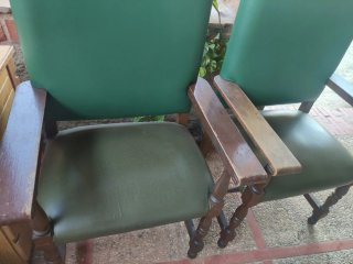 2 Sillas Vintage Madera y Cuero