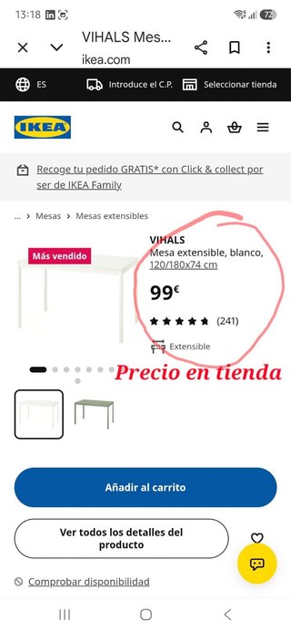 Juego de 2 sillas y mesa extensible