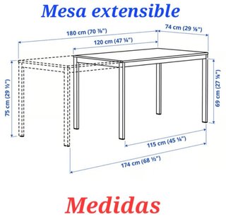 Juego de 2 sillas y mesa extensible