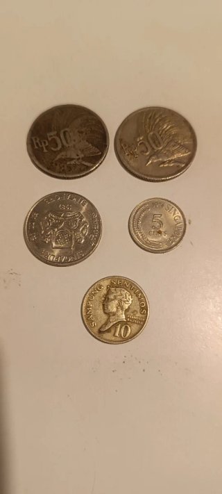 Lote 5 Monedas: Indonesia, Singapur, Filipinas