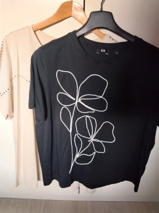3 pares de Camisetas, negro, blanco y beige