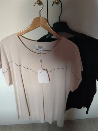 3 pares de Camisetas, negro, blanco y beige