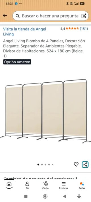 Biombo 4 Paneles Beige