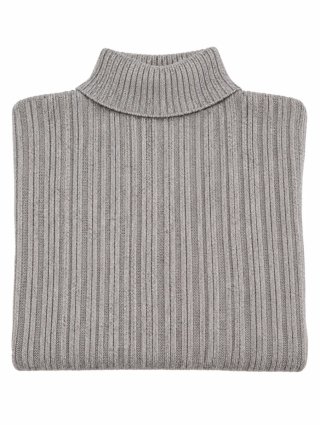 Jersey canalé gris cuello alto