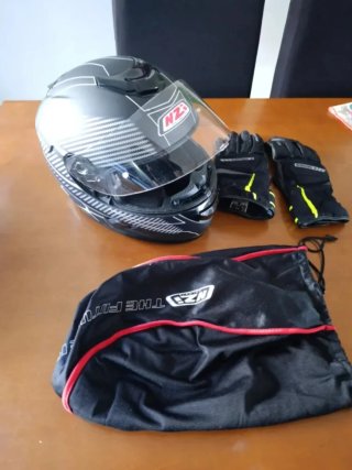Casco Moto NZI Negro + Guantes Talla M