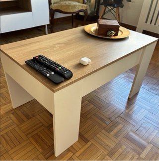 Mesa elevable madera y blanca