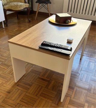 Mesa elevable madera y blanca
