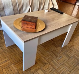 Mesa elevable madera y blanca