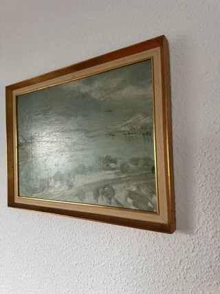 Cuadro paisaje marco madera dorado