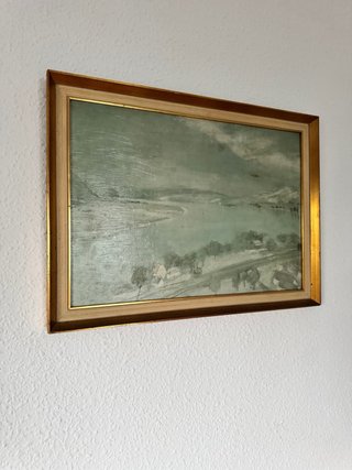 Cuadro paisaje marco madera dorado
